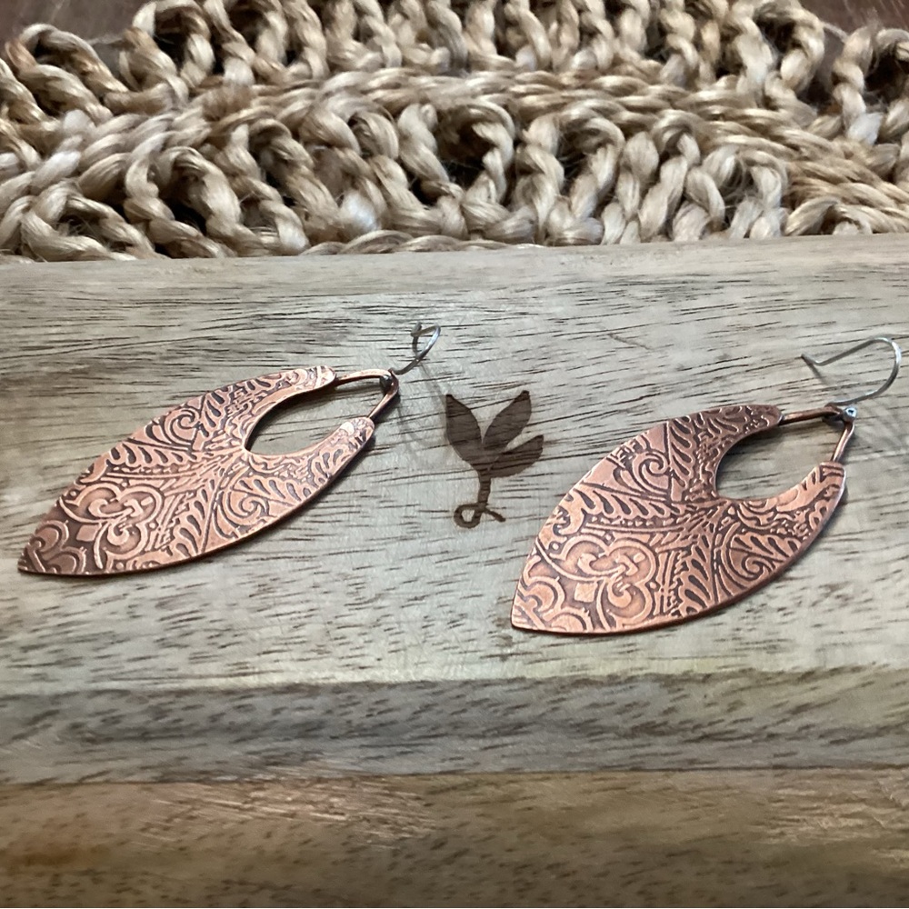 Artisan Sterling Silver and Copper Patterned Earrings